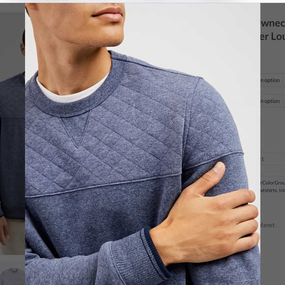 Ben Sherman QUILTED FLEECE CREWNECK SWEATSHIRT - blue medium nwot - Picture 3 of 8